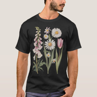 Foxglove Daisy Tulip Wildflower Garden Harmony Des T-Shirt