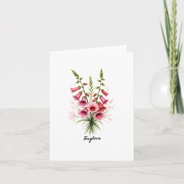 Foxglove Floral Blank Note Card (Vorderseite)