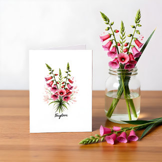 Foxglove Floral Blank Note Card