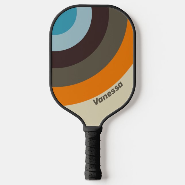 Foxglove Rust Circle Streifen mit Namen Pickleball Schläger (Vorderseite)
