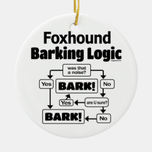 Foxhound Barking Logic Keramik Ornament