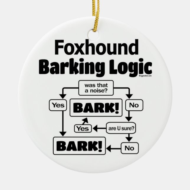 Foxhound Barking Logic Keramik Ornament (Vorne)
