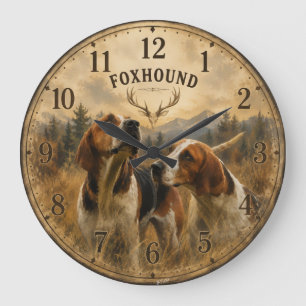 Foxhound-Porträt – Edler Jagdhund Große Wanduhr