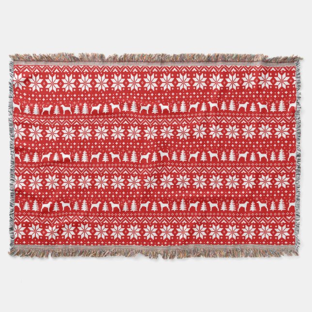 Foxhound Silhouetten Dog Weihnachten Sweater Muste Decke (Vorderseite)