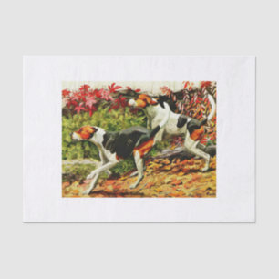 Foxhounds (englisch&amerikanisch) im Herbstholz Seidenpapier
