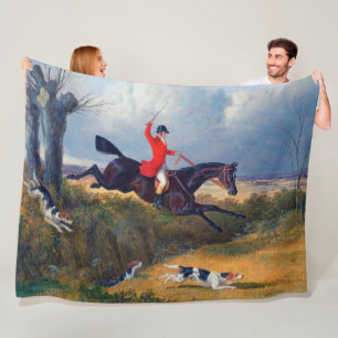 Foxhunting Clearing a Ditch 1839 Dog Fleecedecke