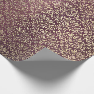 Foxier Elfenbein-Gold Damast-Burgunders königlich Geschenkpapier