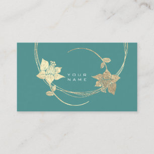 Foxier Gold Floral Aquamarin Green Glam Visitenkarte
