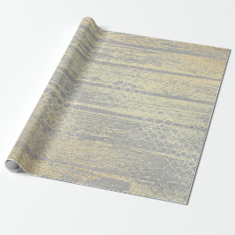 Foxier Gold Gray Wood Shabby Quatrefoil Silver Geschenkpapier