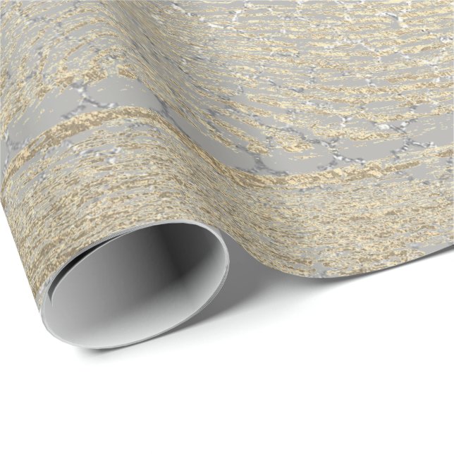 Foxier Gold Gray Wood Shabby Quatrefoil Silver Geschenkpapier (Rolleneckpunkt)