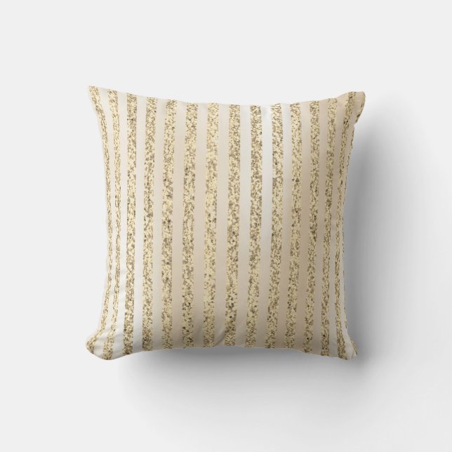 Foxier Gold Metallic Stripes Lines Pearly Creamy Kissen (Vorderseite)