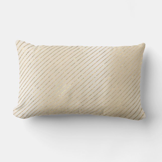 Foxier Gold Metallic Stripes Lines Pearly Creamy Lendenkissen (Vorderseite)