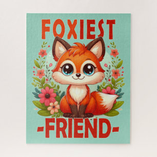 Foxiest Friend Pun. Niedlicher Baby Fox Welpe Cart