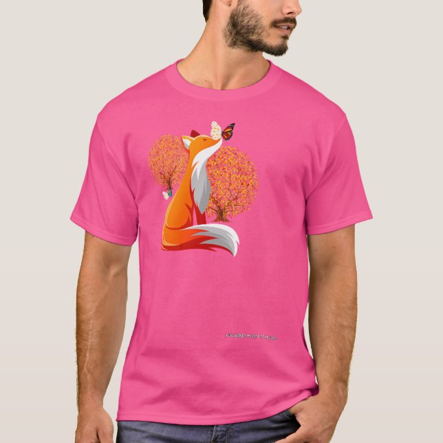 Foxinium-Natur-Herbst mit Fuchs- und Schmetterling T-Shirt (Vorderseite)