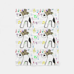 Foxterrier u. Musik Fleecedecke