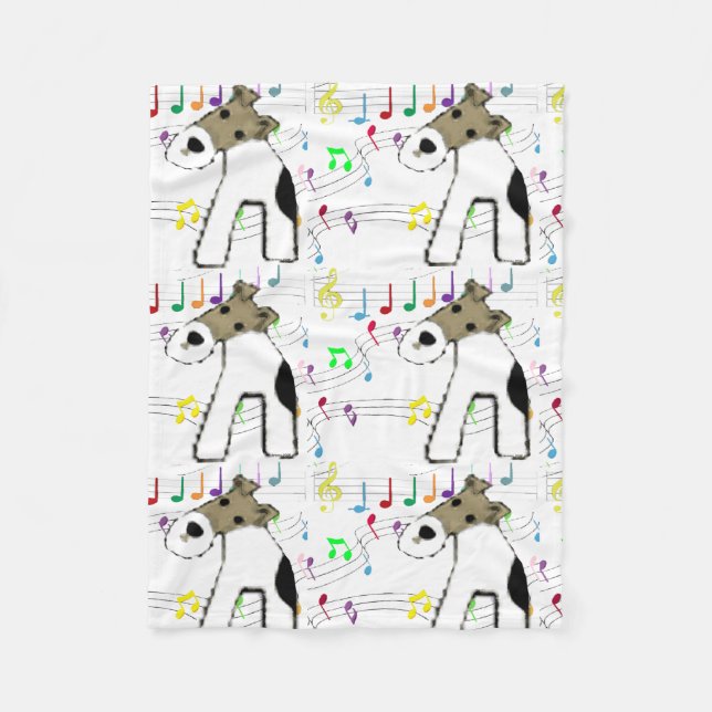 Foxterrier u. Musik Fleecedecke (Vorderseite)