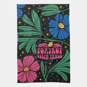 Foxtrot Delta Tango Blume Boho Geschirrtuch