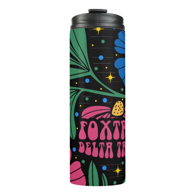 Foxtrot Delta Tango Blume Boho Thermosbecher (Vorderseite)