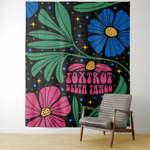 Foxtrot Delta Tango Blume Boho Wandteppich