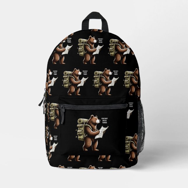 Foxtrot Delta Tango Funny Bear Bedruckter Rucksack (Vorderseite)