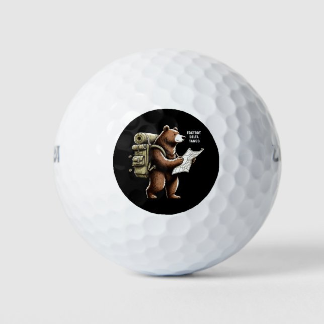 Foxtrot Delta Tango Funny Bear Golfball (Vorderseite)