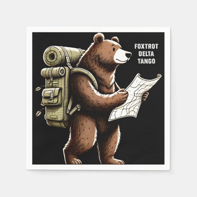 Foxtrot Delta Tango Funny Bear Serviette (Vorderseite)