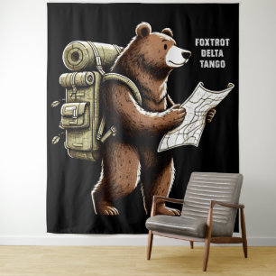 Foxtrot Delta Tango Funny Bear Wandteppich