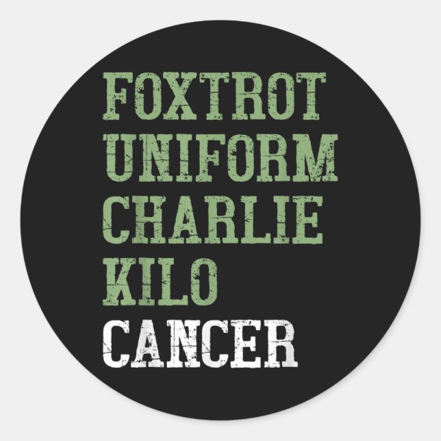 Foxtrot Uniform Charlie Kilo - Für Lungenkrebs Awa Runder Aufkleber (Vorderseite)