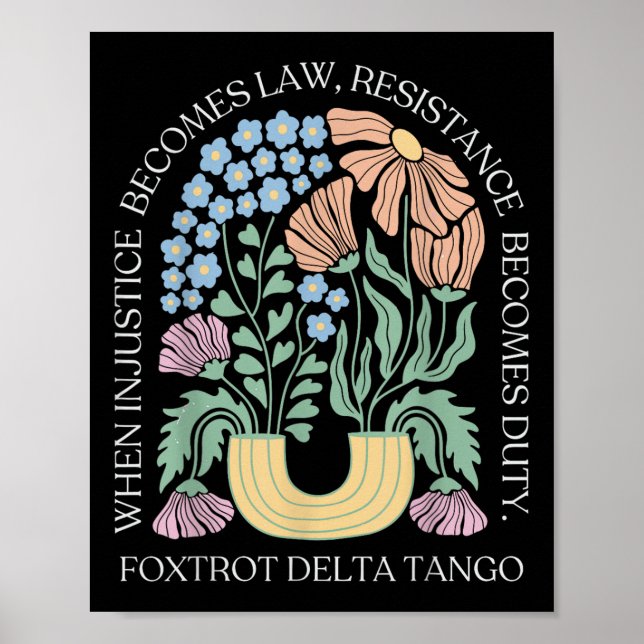 Foxtrots Delta Tangos Funny Blume Boho Poster (Vorne)