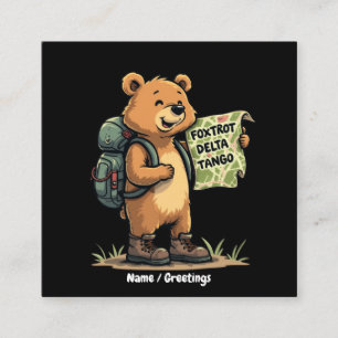 Foxtrots Deltas Tangos Funny Bear Retro Graphic Quadratische Visitenkarte