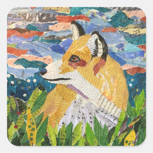 Foxy-Collage Quadratischer Aufkleber (Vorderseite)