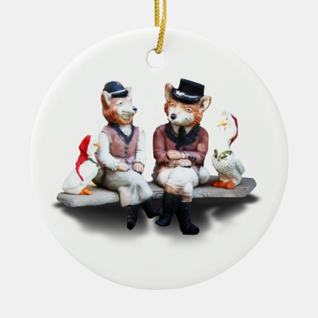 Foxy Couple (Text hinzufügen) Keramikornament (Vorne)