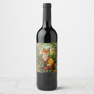 Foxy Elegante: Jugendstil-Vitrale Weinkarte Weinetikett