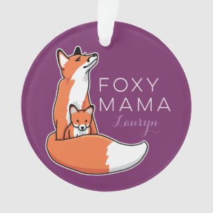 Foxy Fox Mama mit Baby, Personalisiert Ornament
