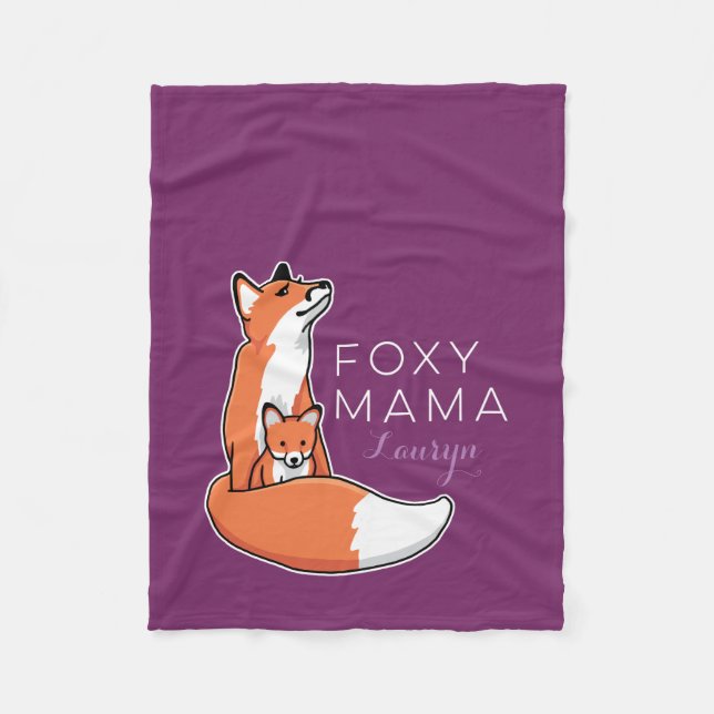 Foxy Fox-Mutter mit dem Baby, personalisiert Fleecedecke (Vorderseite)
