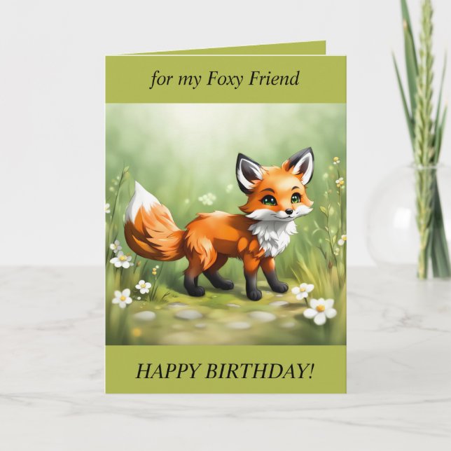 Foxy Friend Geburtstagskarte Feiertagskarte (Vorderseite)