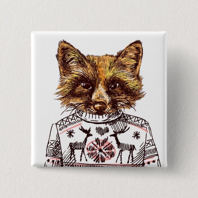 Foxy gekleideter Fox Button (Vorderseite)