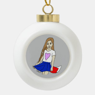 Foxy Girl Keramik Kugel-Ornament