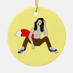 Foxy Girl Keramik Ornament