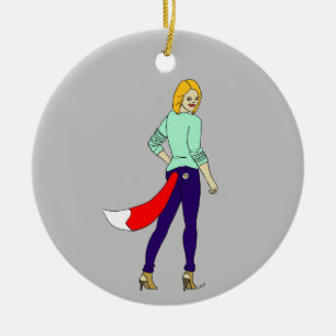 Foxy Girl Keramik Ornament