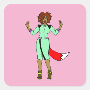 Foxy Girl Quadratischer Aufkleber