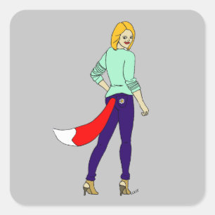 Foxy Girl Quadratischer Aufkleber