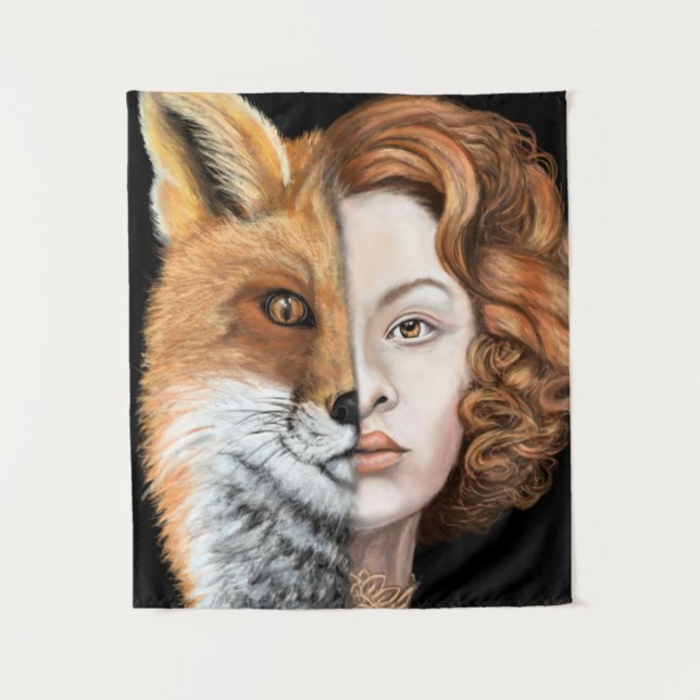Foxy Lady - Face Tapestry - Malerei Wandteppich (Vorderseite)
