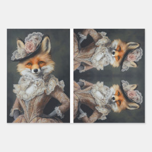 Foxy Lady Fox Decoupage Paper Geschenkpapier Set