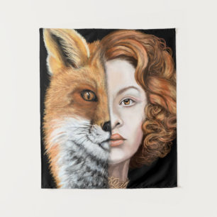 Foxy Lady - Gesichtsteppich - Malerei Kunst Wandteppich