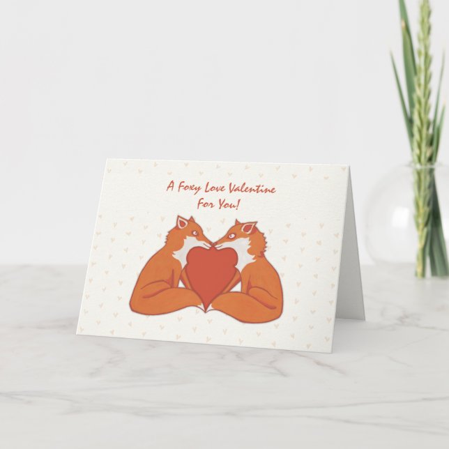 Foxy-Liebe-brauner Valentinausweis Feiertagskarte (Vorderseite)