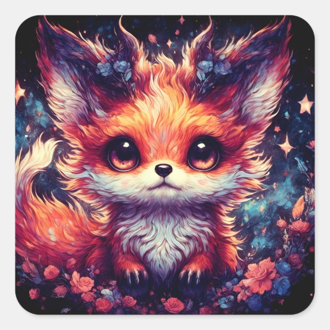 Foxy Little Devil Quadratischer Aufkleber (Vorderseite)