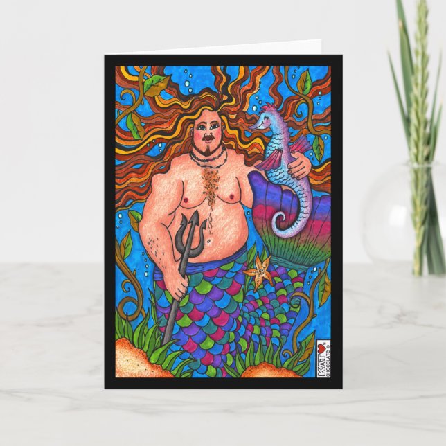 Foxy Merman mit einem Seepferd Karte (Vorderseite)