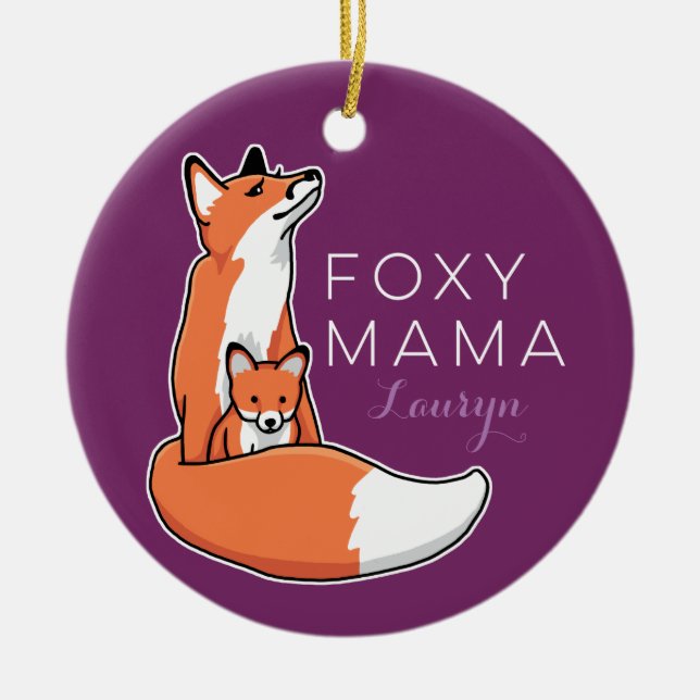 Foxy Mutter roter Fox mit dem Welpen, Keramikornament (Vorne)