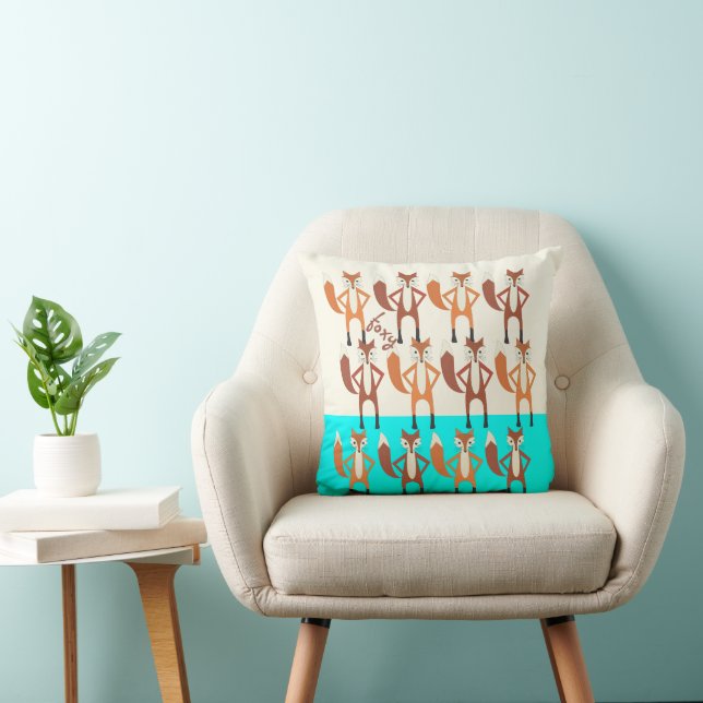 Foxy Neon Aqua Monogramme Coussin Fox Stylisé (Chaise)
